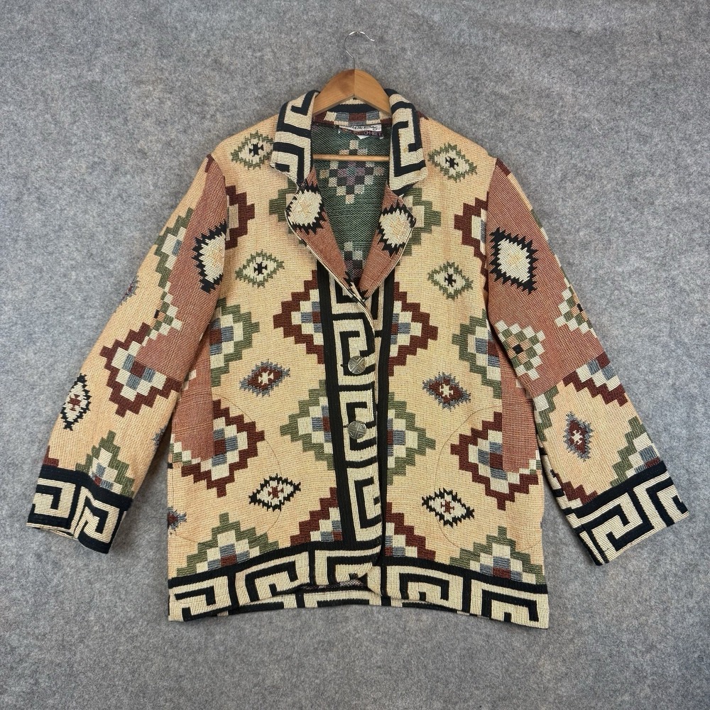 Vintage Its Outta The Bag Unge Potch Jacket Medium Southwest Tapestry Aztec USA
